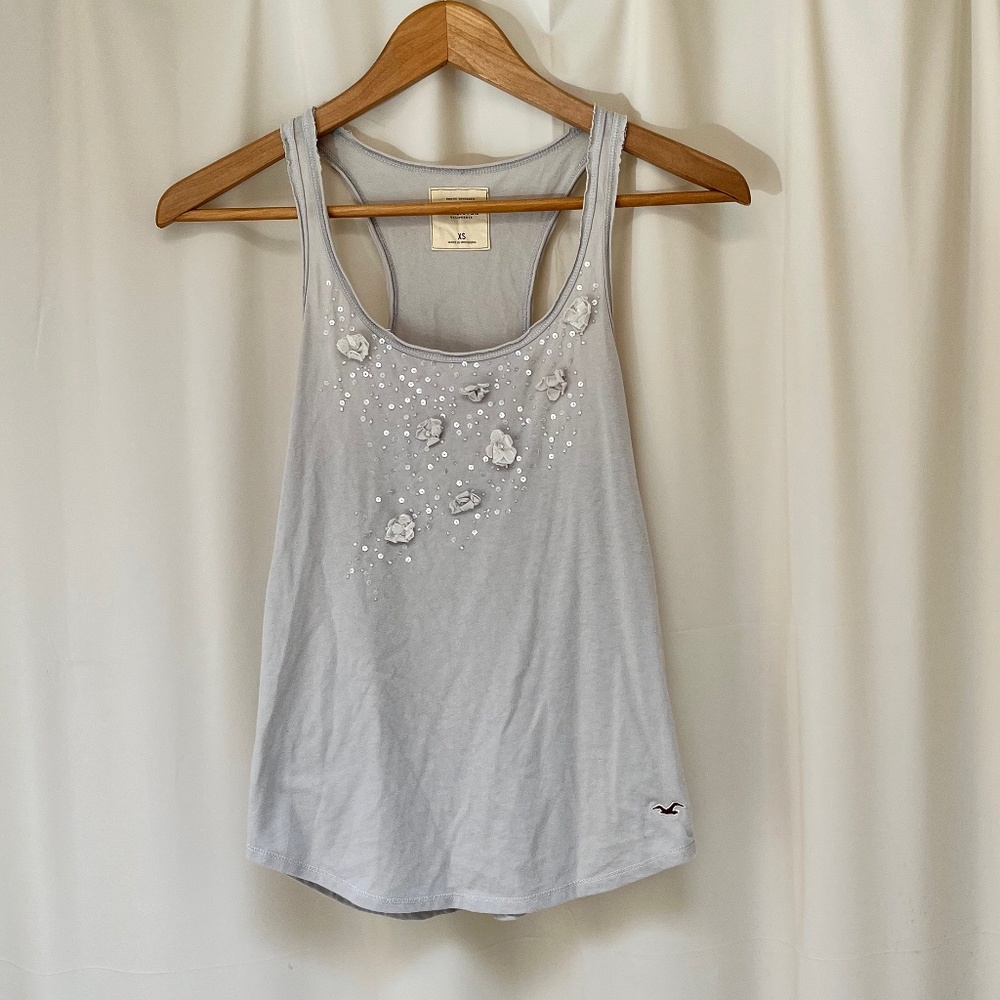Hollister floral gray tank